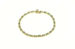 14K Yellow Gold Natural Emerald Diamond Classic Tennis Bracelet