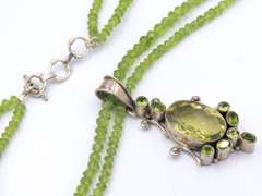 Peridot Double Strand Necklace with Pendant