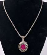 Sterling Necklace With Ruby Pendant