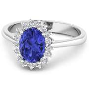 Pretty 14 Kt White Gold Tanzanite Diamond Ring