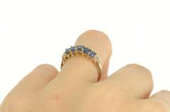 10K Yellow Gold 1.27 Ctw Natural Sapphire Diamond Wedding Ring