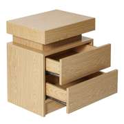 High Gloss Nightstand with 2 Drawers Bedside Table