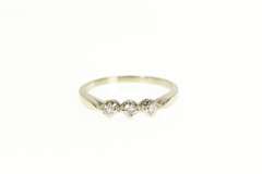 14K White Gold 1950's Three Stone Diamond Wedding Band Ring