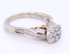 Sparkling White Gold Effy Diamond Halo Cluster Crossover Shank Ring