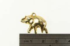 14K Yellow Gold 3D Puffy Elephant Animal Strength Symbol Charm/Pendant