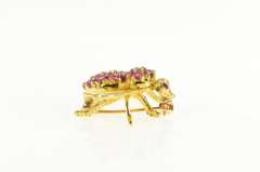 18K Yellow Gold Ruby Encrusted Fly Bug Insect Statement Pin/Brooch