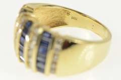 14K Yellow Gold 2.76 Ctw Princess Sapphire Diamond Band Ring