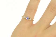14K Yellow Gold 0.40 Ctw Tanzanite Diamond Three Engagement Ring