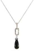 Gorgeous 0.20ctw Diamond and Onyx Art Deco Pendant Necklace