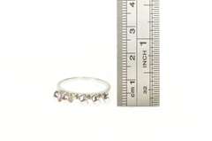 10K White Gold Pink Topaz Fringe Tassel Charm Band Ring