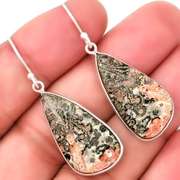 Stylish 25.77ct Leopard skin Jasper earrings