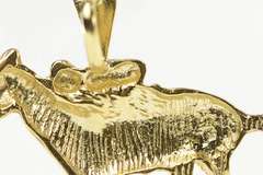 14K Yellow Gold Horse Race Jockey Derby Diamond Cut Charm/Pendant