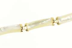 14K Yellow Gold Carved Mother of Pearl Curved Bar Bracelet