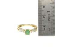 10K Yellow Gold 0.42 Ctw Oval Emerald Diamond Engagement Ring