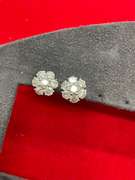 certified 14k white gold and diamond studs