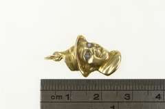 14K Yellow Gold Sapphire Eyed Man in Fedora Hat Vintage Charm/Pendant
