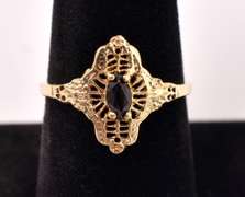 Beautiful Black Gemstone Ring in Yellow Gold