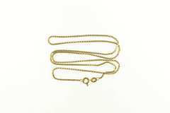 14K Yellow Gold 1.2mm Rounded Box Vintage Square Chain Necklace