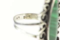 Sterling Silver Southwestern Malachite Marquise Swirl Ring