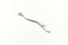 14K White Gold 0.92 Ctw Diamond Curvy Wave Drop Pendant
