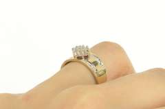 10K Yellow Gold Squared Diamond Cluster Vintage Statement Ring