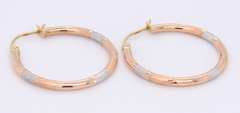 Beautiful Tri Color Gold Hoop Earrings