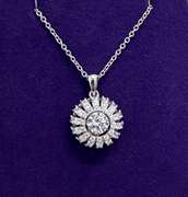 Platinum over 925 Solid sterling Silver dancing stone pendant