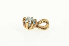 14K Yellow Gold Round Blue Topaz Solitaire Classic Charm/Pendant