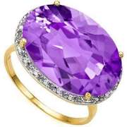 10.6 CARAT TW (38 PCS) AMETHYST & GENUINE DIAMOND 14K SOLID YELLOW GOLD R