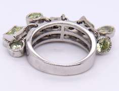 Vintage 925 Sterling Silver Gemstome Dangle Ring