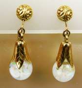 Wonderful Vintage Gold Filled Floating Opal Earrings