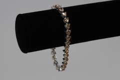 Stunning Citrine CZ Heart Tennis Bracelet .925 Sterling Silver 7.75 Inch