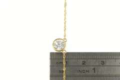 10K Yellow Gold Round Solitaire Cubic Zirconia Chain Necklace