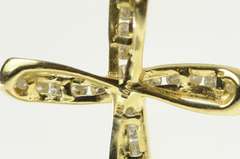 14K Yellow Gold 0.75 Ctw Diamond Cross Faith Symbol Curvy Pendant
