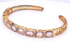 Vintage 925 Sterling Silver Cubic Zirconia Cuff Bangle