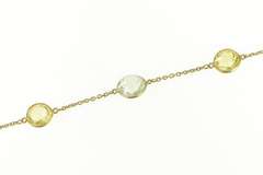 Sterling Silver Citrine Amethyst By the Yard Chain Necklace