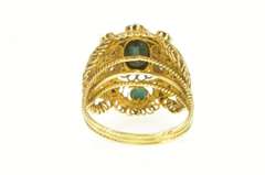 18K Yellow Gold Elaborate Turquoise Oval Domed Filigree Ring