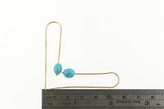 14K Yellow Gold Southwestern Turquoise Hook Dangle Statement Earrings