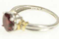 10K White Gold 2.50 Ct Round Garnet Solitaire Two Tone Ring