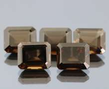 Emerald cut! Unheated! 26.38ct Smoky Quartz set