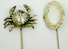 2 Vintage Signed Sterling Silver Stick Pins