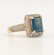 Stunning 14kt Gold, Blue Topaz & Diamond Cocktail Ring