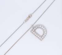 Brilliant White Gold Diamond Initial D Pendant on Chain