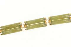 14K Yellow Gold Carved Jadeite Chinese Happiness Symbol Bracelet