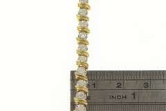 14K Yellow Gold 1.00 Ctw Classic Diamond Wavy Link Tennis Bracelet