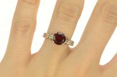 10K White Gold 2.50 Ct Round Garnet Solitaire Two Tone Ring
