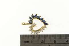 10K Yellow Gold Marquise Sapphire Diamond Heart Love Pendant