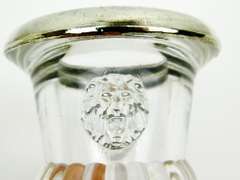 Antique Sterling & Glass Lion Head Tooth Pick/Match Holder