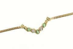 10K Yellow Gold 0.53 Ctw Marquise Emerald Diamond Chevron Necklace