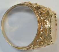 1853 Type One $1 Gold Piece in fancy antique 10k gold ring